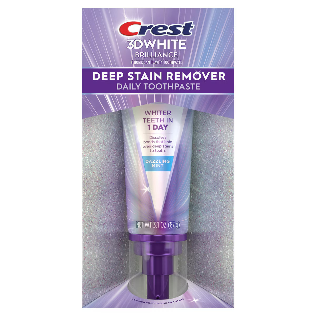 Crest 3D White Deep Stain Remover Daily Toothpaste - Dazzling Mint 87g tube