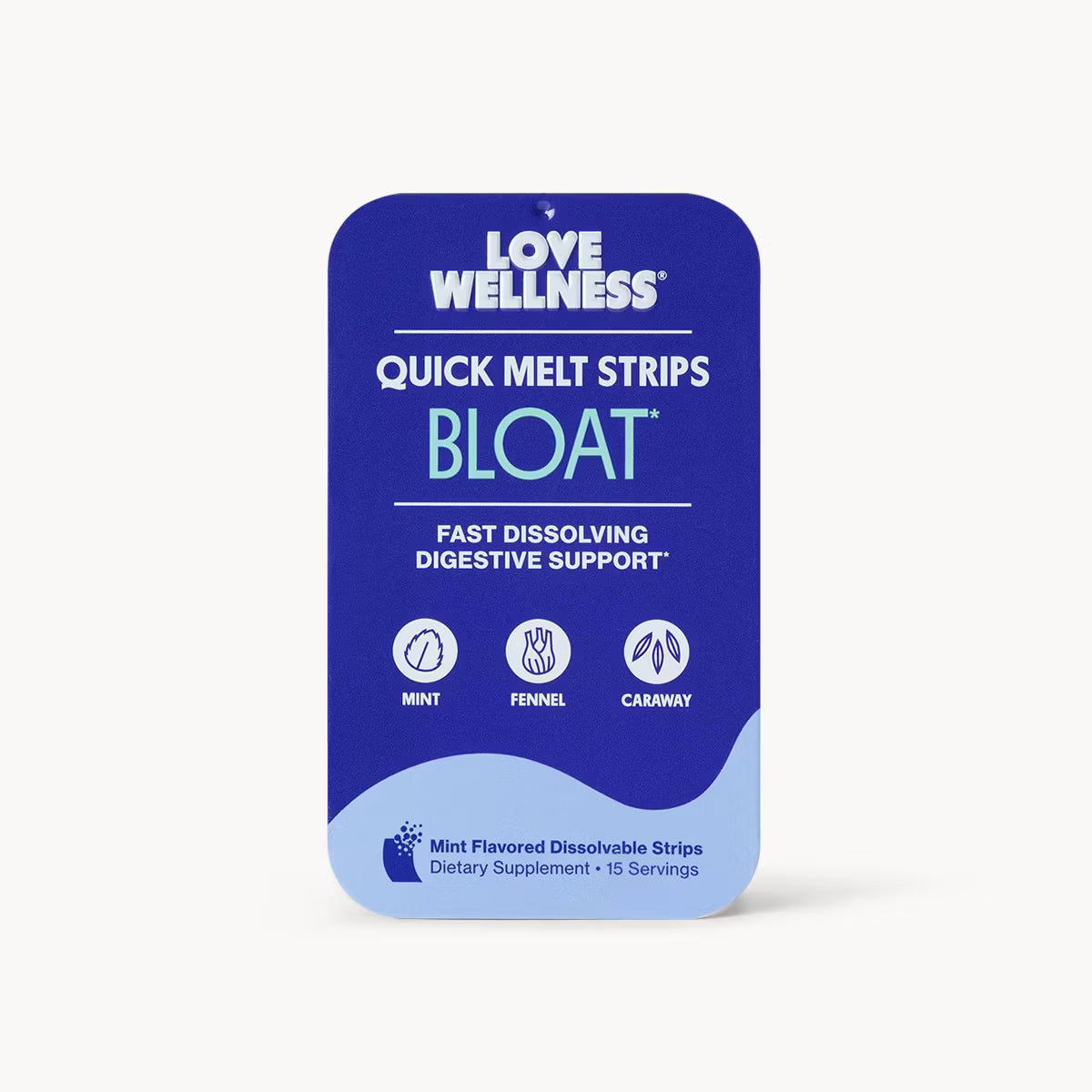 Love Wellness Bloat Quick Melt Strips - Digestive Support - Herbal Mint - 15ct