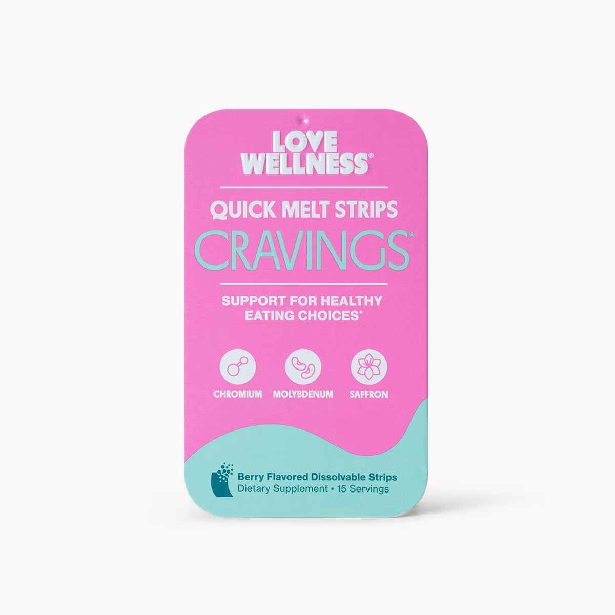 Love Wellness Cravings Quick Melt Strips - Healthy Eating Support - Mixed Berry - 15 strips