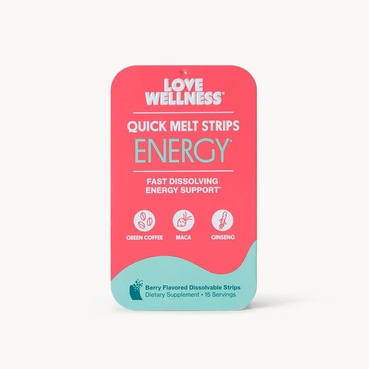 Love Wellness Energy Quick Melt Strips - Energy Support - Berry - 15 strips