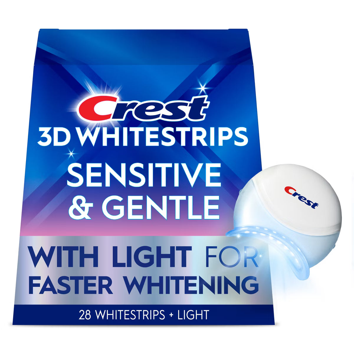 Crest 3DWhitestrips Sensitive + LED Light At-Home Teeth Whitening Kit - 14 Treatment