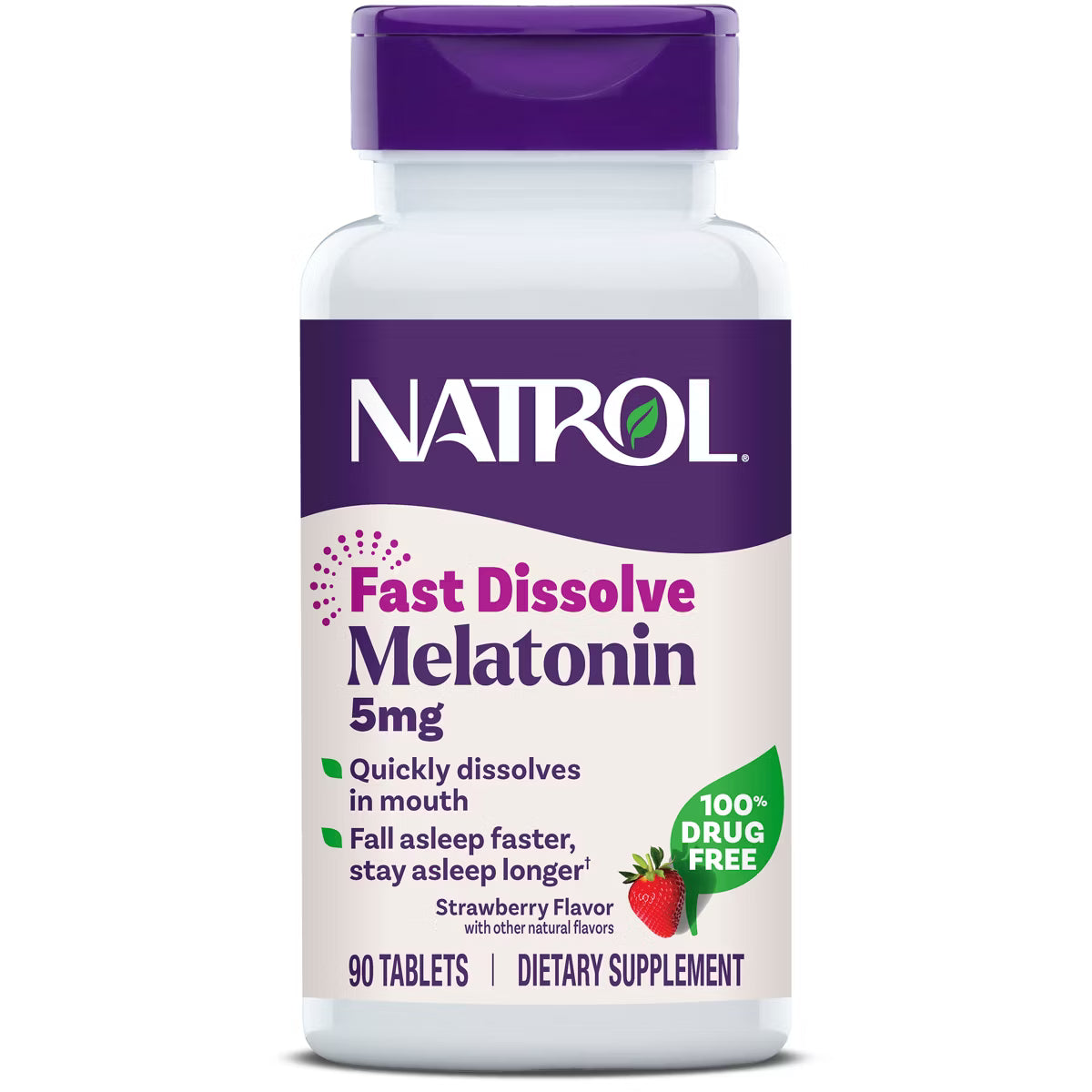 Natrol Melatonin 5mg Sleep Aid Fast Dissolve Tablets - Strawberry - 90ct