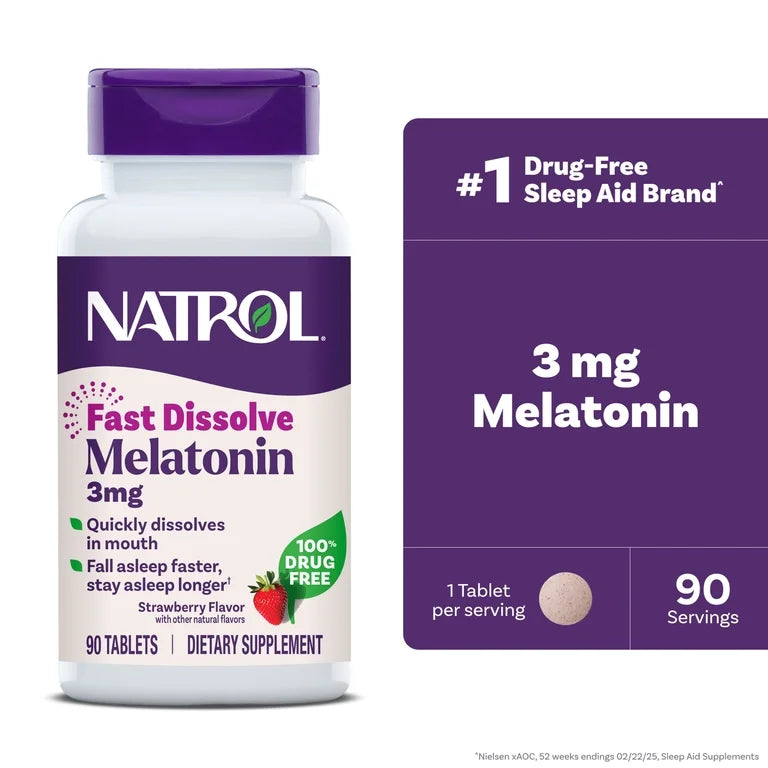 Natrol Melatonin 3mg Sleep Aid Fast Dissolve Tablets - Strawberry - 90ct